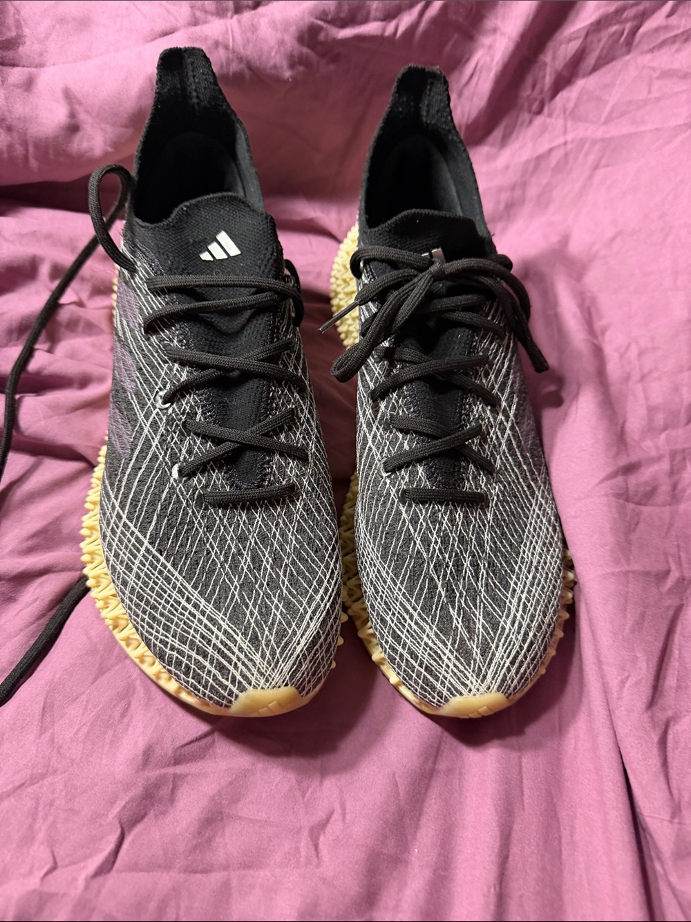 adidas Black and Yellow Lace-Up Knit Sneakers
